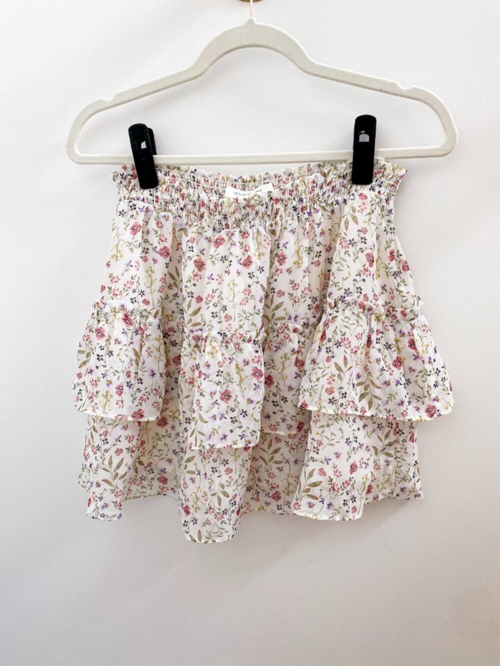 Mustard Seed Cream Dainty Floral Multicolor Tiered Skirt - Size Small